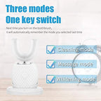 Maybuy Ultrasonic Automatic Toothbrush, Ultrasonic U-Shaped Toothbrushes for Adult, 360° Electric Sonic Tooth Brush with Automatic Timer, Wireless Charging Teethbrush Kit for Travel Or Home (White)