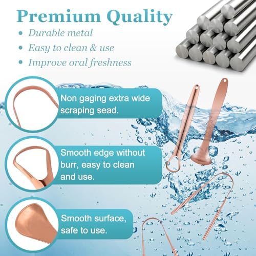 MORGLES Metal Tongue Scraper, 4Pcs Tongue Cleaners for Adults with Portable Case