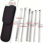 6-Piece Stainless Steel Ear Picking Set – Portable Keychain Ear Wax Cleaning Tools, Reusable Ear Spoon Kit for Precise Earwax Removal & Hygiene (Black)