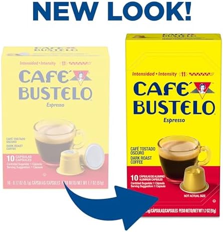 Café Bustelo Aluminum Espresso Capsules, Dark Roast Coffee, Nespresso Original Line Compatible, Intensity 11, 40 Count