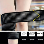 Extra Long Elastic Knee Wrap Compression Bandage Brace Support for Legs, Plantar Fasciitis, Stabilising Ligaments, Joint Pain, Squat, Basketball, Running, Tennis, Soccer, Football (Black-1pcs) (One Size, inch, 70.8)
