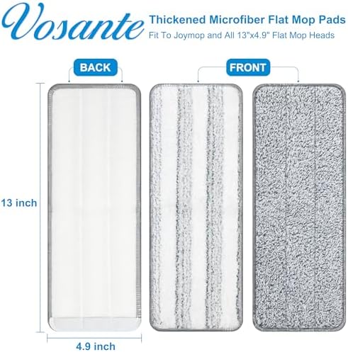 6pcs Mop Replacement Pads Compatible with Joymoop Mop, Universal 13"x4.9” Microfiber Mop Pads, Mop Head Replacement, Flat Mop Pads Washable Microfiber, Reusable Floor Mop Pads, Cleaning Tools