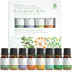Pursonic Essential Oils Set - 8 Aromatherapy Oils Blends Gift Set - 10ml Pure Essential Oils for Diffusers, Home, Massage & Bath(Eucalyptus,Lavender,Lemongrass,Orange,Peppermint,Tea Tree,Wintergreen)