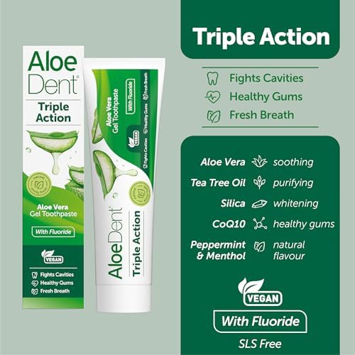 Aloe Dent Triple Action Aloe+CoQ10 Toothpaste FLUORIDE - Peppermint 100ml