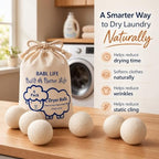Wool Dryer Balls 6 Pack, 100% New Zealand Wool, Reusable Dryer Balls for Laundry, Natural Fabric Softener, Helps Reduce Drying Time, Wrinkles & Static Cling, 2.6 Inch