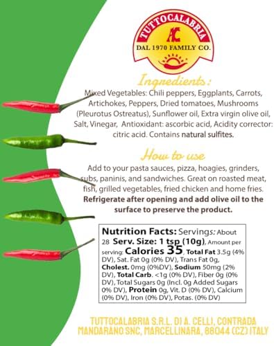 TUTTOCALABRIA Hot Spread Sauce, Miscela Esplosiva, 10 OZ (285g), Minced Calabrian Chili & Giardiniera Vegetables