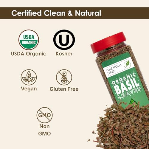 Organic Basil Leaves 4.23 oz – Dried Basil Seasoning with Fresh Flavor – USDA Organic, Kosher, Gluten Free – The Holly Tree