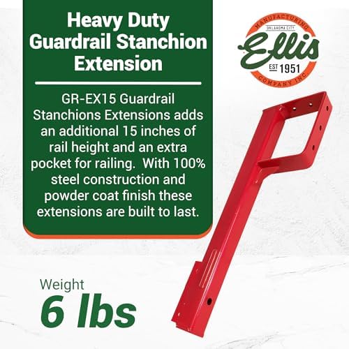 Ellis Manufacturing Company Guardrail Extension - Steel Construction with Powder Coat Finish - Adds 15 Inches to Standard Rail - Linear Guide