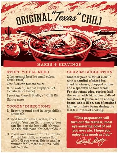 Carroll Shelby's Original Texas Brand Chili Kit 3.65oz Box (Pack of 8)