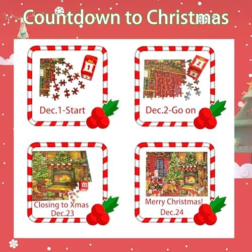 Puzzle Advent Calendar 2025 for Christmas, 1008PCS Holiday Advent Puzzles Calendar, 24 Days Countdown Advent Jigsaw Puzzle for Adults, Santa Puzzles Christmas Wall Decoration (27.56 x 19.68 Inch)