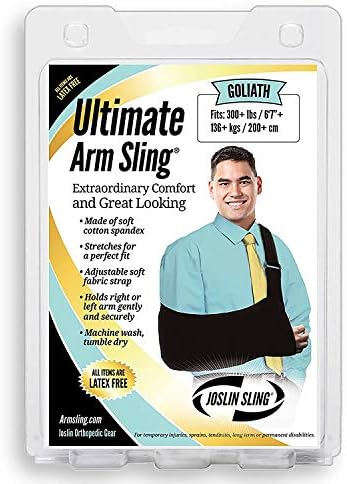Joslin Ultimate Arm Sling Supports Weight of Arm Evenly to Eliminate Pressure Points While Dramatically Reducing Neck Fatigue, Made of Soft Breathable Cotton Spandex Fabric, Goliath Sling