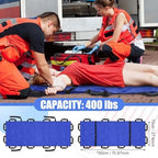 2 Pcs 72" x 27" Portable Transport Stretcher Medical with 12 Rubber Foam Handles Folding for Emergency Lightweight Patient and Animals Transport for Rescue First Aid(Blue)