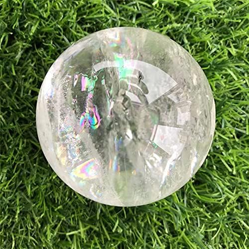Clear Crystal Sphere Healing Stone Ball with Rainbow Inclusion Natural Mineral Quartz for Chakra, Home Decoration, Gift