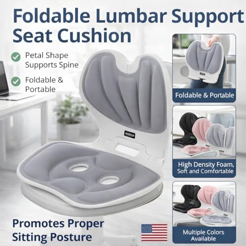 Marhynchus Back Support for Office Chair Cushion Foldable Lumbar Support Cushion, Ergonomic Back Cushion with High Density Sponge for Office Chair and Car, Posture Corrector