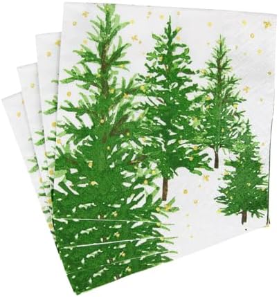 Caspari White Christmas Cocktail Napkins - 20 Per Package