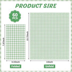 NatNarr 60 Pcs Sage Green Gingham Napkins, 2 Ply Sage Green and White Plaid Bathroom Napkins Guest Disposable Checkered Dinner Napkin for Wedding, Bridal Shower, Picnic, Garden Party