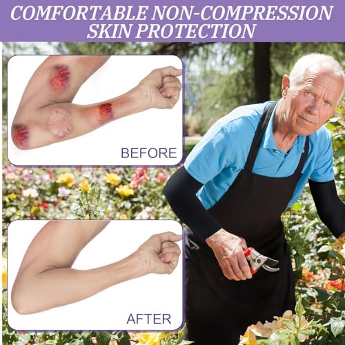 Janmercy 8 Pairs Elderly Skin Thin Protector Sleeves Bruise Abrasions Protective Arm Sleeve