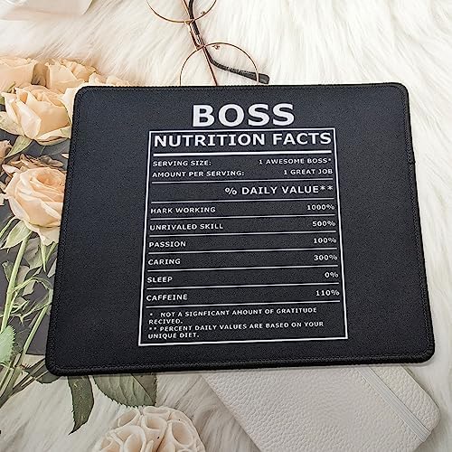Boss Nutritional Facts Mouse Pad - Funny Boss Day Gifts Office Gifts - Moving Appreciation Retirement Birthday for Men Women Boss from Employees - 9.5 Inch Mouse Mat