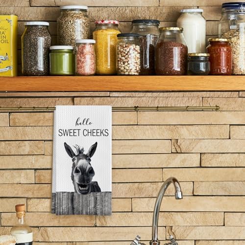 Donkey Decor Hand Towels, 16x24 Inch, Cotton, Casual, Donkey Color