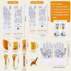 Threlaco 16 Pcs Reflexology Socks and Gloves with Tools Foot Reflexology Socks with Acupressure Gloves & 8 Pcs Massage Point Tools Foot Relief Acupressure Massager Set for Women and Men(Amber)