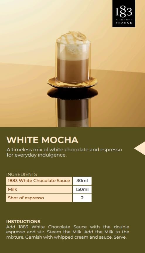 1883 White Chocolate Sauce – 1.89L Bottle – Authentic French Sauce – Smooth, Creamy White Chocolate Flavor – Ideal for Cafés, Desserts & Specialty Drinks