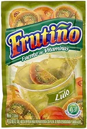 FRUTIÑO Lulo Fruit Powdered Drink Mix (Box of 20 Pouches, Makes 2lt/Pouch) - Refresco Instantáneo NARANJILLA - Imported from Colombia.