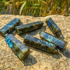Labradorite Crystal Wand 3-4 Inches 6 Faceted Single Point Prism Natural Quartz Stone for Meditation Reiki Chakra Healing Therapy Home Decor Gift