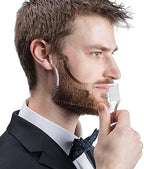 2 Pcs Beard Shaper & Curve Cut Edge Guide Template for Men - Clear Template for Trimming Mustache, Goatee, Neckline, and Styling Perfect Beard & Hairstyle