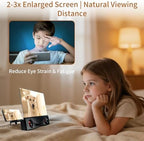 12" Phone Screen Magnifier with Speaker Mini 3D HD Foldable Amplifier for Movies & Gaming-Portable Home Theater Clear Audio,Supports All Smartphones for Family,Seniors,Travel