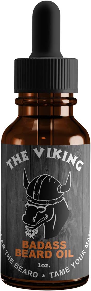 Badass Beard Care Beard Oil For Men - The Viking Scent, 1 oz - All Natural Ingredients, Keeps Beard and Mustache Full, Soft and Healthy