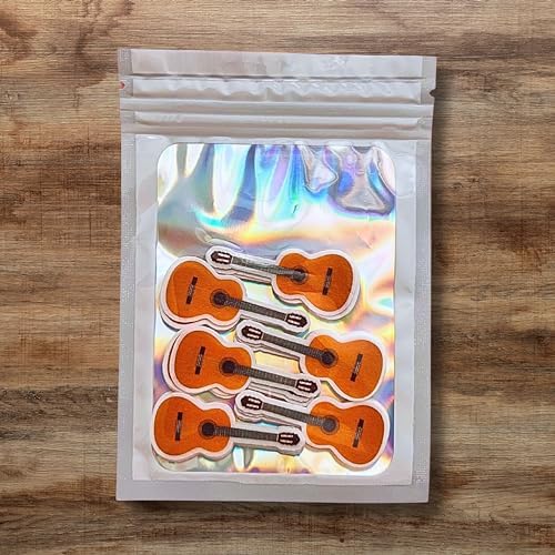 Acoustic Guitar Edible Cupcake Toppers, Guitar Edible Cake Decorations, Music Cake Decorations, Rock and Roll Party Decor, 5cm / 2 Inch PRECUT Wafer Card Toppers (Pack of 12)