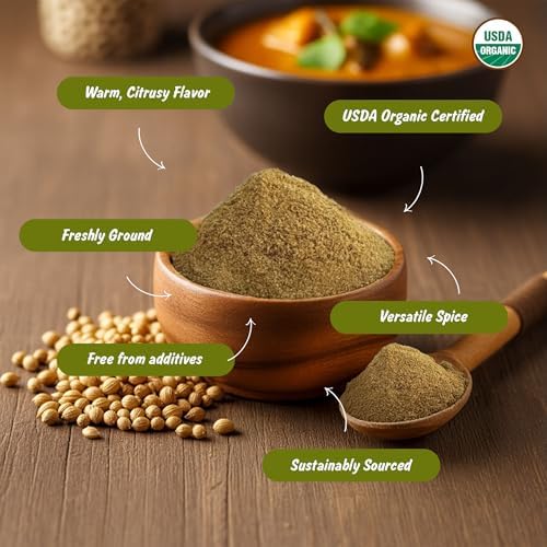 USDA Organic Coriander Powder (4 oz) – Spice Profile Freshly Ground Dhaniya & Cilantro Molido, Lab Tested for Purity