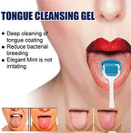 Tongue Cleaning Scraper Brush Kit, Tongue Cleaning Gel Oral Care Removes Oral Odor Fresh Breath Tongue Coating Cleaning Bad Breath for Adults, 50g (2pcs)