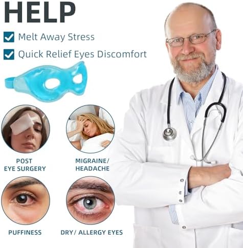 2 Pack Cooling Eye Mask for Puffy Eyes,Reusable Gel Cold Compress Pack for Puffy Eyes & Dark Circles, After Eyes Surgery, Migraine Relief, Headaches
