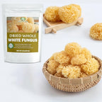 Dried Whole White Fungus - 2.8 oz, All-Natural Snow Fungus Mushrooms - Linden Log Grown, Whole Natural Tremella for Cooking, Soup and Vegan Recipes, No Additives