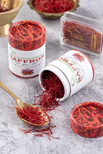 EXOTIC BioNaturals Saffron | Super Negin Grade A+ Saffron Spice | Non-GMO Verified Saffron Threads for Cooking Risotto, Paella, Bomba Rice, Golden Milk and Saffron Tea (14 Grams / 0.49 ounce)