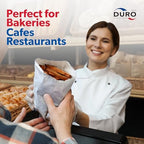 Duro 8# White Paper Lunch Bags 500 Count - Bulk White Paper Bags for Bread, Bagel, Deli & Restaurant Takeout or Delivery, Disposable Lunch Sacks - 6.12 x 4.12 x 12.43 Inches
