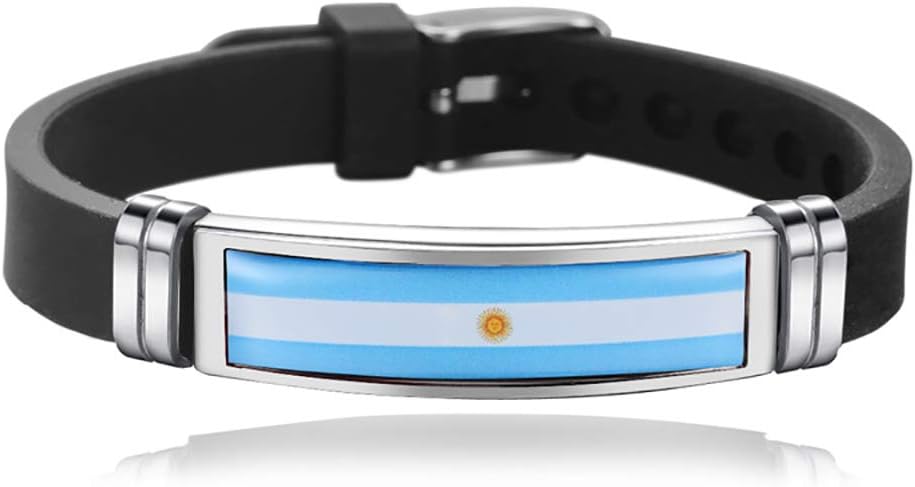 Wedarego Argentina Flag Braided Bracelet Silicone Chain Wristband Souvenir,Fashion Handmade Bracelet For Man & Woman Special Day's Gift