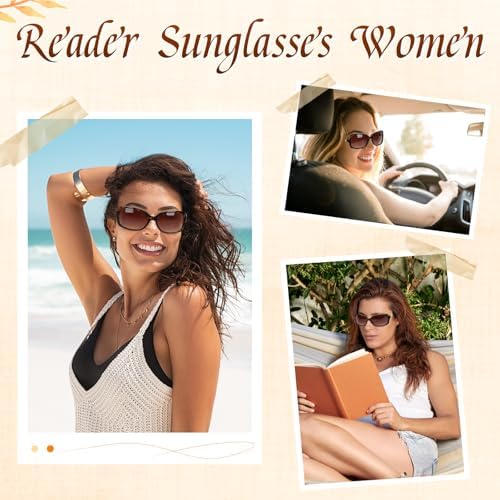 JiSoo Bifocal Reading Sunglasses for Women, Trendy Reader Sunglasses Women Retro Sunglass Readers
