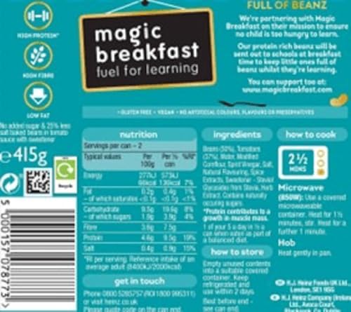 Heinz No Added Sugar Beans in a Rich Tomato Sauce, 415 g