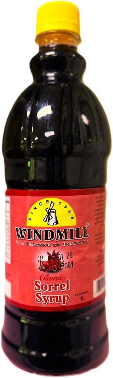 Bajan Sorrel Syrup 1000 ml (Windmill), Flavor of Barbados (1 liter) (1 liter)