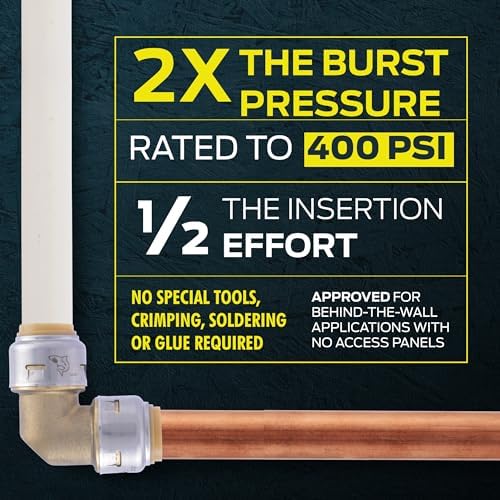 SharkBite Max 1 x 1 in PTC 90-Degree Elbow, Push-to-Connect Brass Plumbing Fitting, UR260A