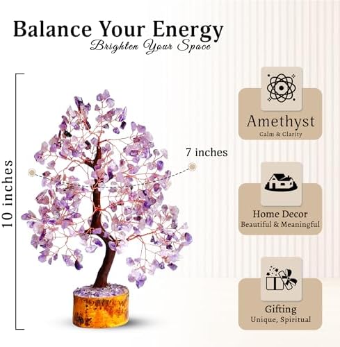 YATSKIA Amethyst Crystal Tree Stones and Crystals Tree of Life, Crystal Home Decor, Good Luck Gifts, Spiritual Gifts for Women