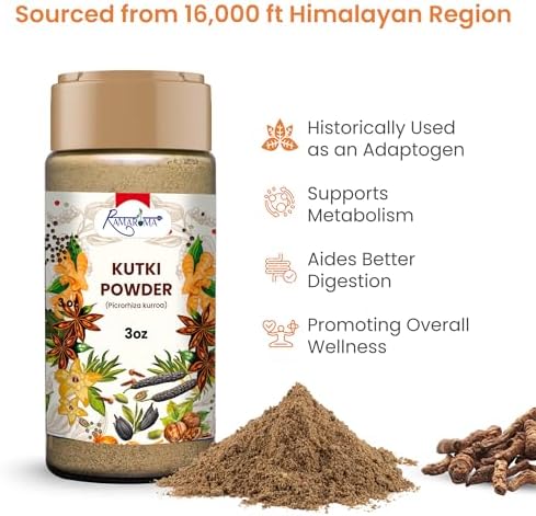 Kutki Root Powder 3oz (Picrorhiza Kurroa) – Pure Katuki Herbal Powder – Traditional Ayurvedic Wellness Herb – Non GMO, No Fillers, Finely Ground Whole Root