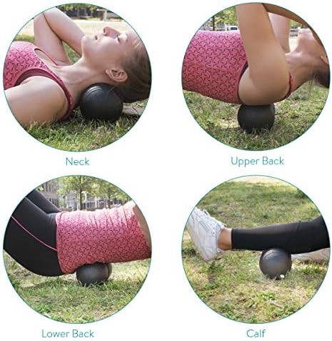 Navaris 2X Peanut Duo Ball - in 2 Sizes Duo Ball Fascia Ball Set - Trigger Point Ball - Fascia Balls - Black/Blue