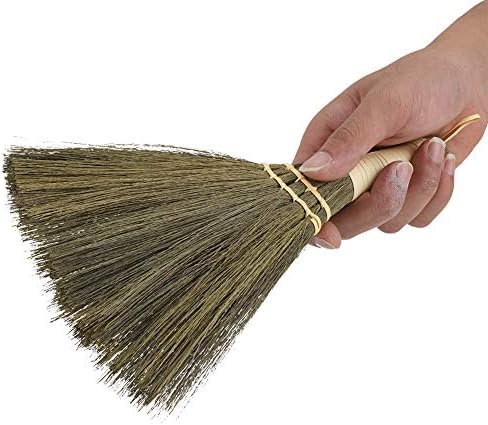 Handmade Little Broom, Straw Braided Small Broom for Indoor Outdoor, 10.2 Inch, Natural Plant Material
