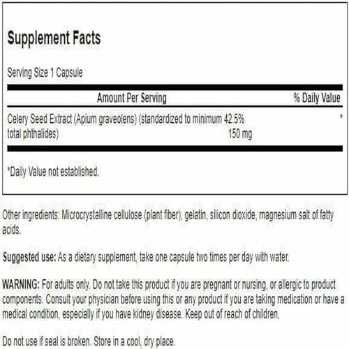 Swanson Superior Herbs- Celery Seed Extract - Maximum Strength - 150 mg 60 Capsules