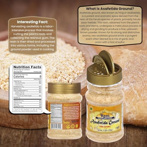 Rani Asafetida (Hing) Ground 3.75oz (106g) PET Jar ~ All Natural | Salt Free | Vegan | Non-GMO | Kosher | Asafoetida Indian Spice | Best for Onion Garlic Substitute