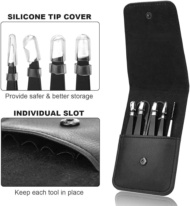 Eyebrow Tweezers Set 6 PCS, Professional Stainless Steel Eyebrow Tweezers Kit for Women/Men, Great Precision Tweezers Set for Eyebrow/Facial Hair Removal/Ingrown Hairs/Splinter/Tick Remover by MAYKI