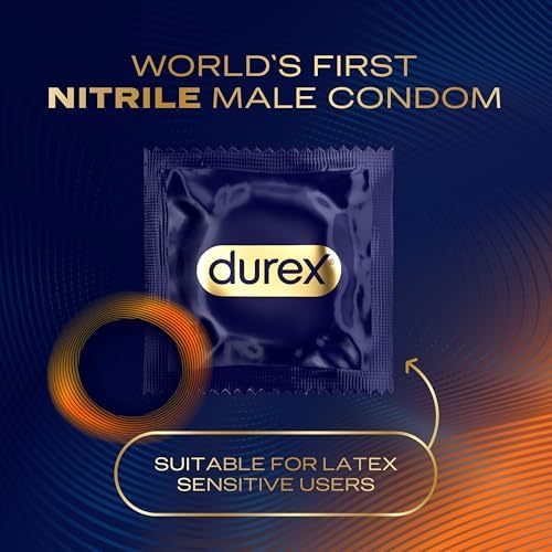 Durex Intense XL Non Latex Condoms, Ultra Thin Condoms Lubricated with Silicone Lube, Latex Free, Premium Nitrile, 10 Count